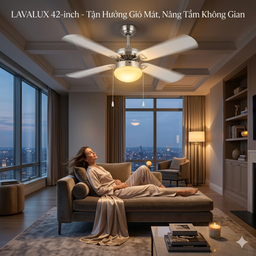 Quạt trần LAVALUX 42 inch, 4 cánh quạt, tích hợp đèn chiếu sáng