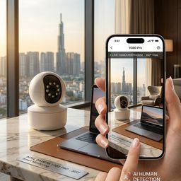Camera wifi thông minh, xoay 360°, dùng app V360 Pro, có AI , độ phân giải UHD…