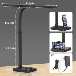 Đèn đọc sách TD01, đèn bàn hai đầu ( Hàng Amazon ) MÀU TRẮNG