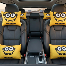 Bộ 2 gối tựa đầu + 2 gối tựa lưng ô tô Minions ( chính hãng )