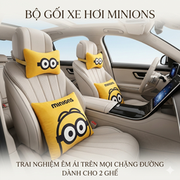Bộ 2 gối tựa đầu + 2 gối tựa lưng ô tô Minions ( chính hãng )