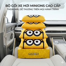 Bộ 2 gối tựa đầu + 2 gối tựa lưng ô tô Minions ( chính hãng )