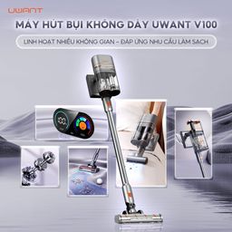 {Order giao 30/4} Máy hút bụi cầm tay không dây UWANT V100, tự đổ rác, khử khuẩn Ozone