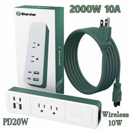 Ổ điện đa năng Sharoher ( Amazon Mỹ ) 2 cổng AC 220v + 2 cổng C sạc 20W+ 2 USB…
