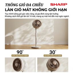 Quạt cây đa năng chính hãng SHARP PJ-CD300A, công suất 40W, tăng giảm chiều ca…