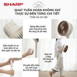 Quạt cây đa năng chính hãng SHARP PJ-CD300A, công suất 40W, tăng giảm chiều ca…