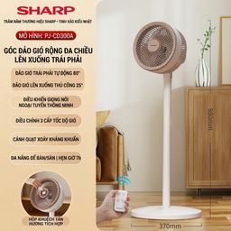 Quạt cây đa năng chính hãng SHARP PJ-CD300A, công suất 40W, tăng giảm chiều ca…