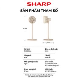 Quạt cây đa năng chính hãng SHARP PJ-CD300A, công suất 40W, tăng giảm chiều ca…