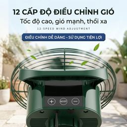 Quạt Sàn Tích Điện EDKM, lồng kim loại, 12 tốc độ gió, pin 4500mAh