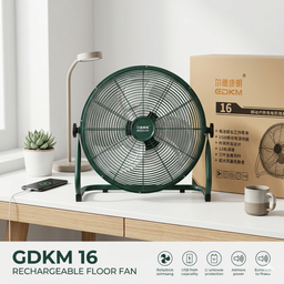 Quạt Sàn Tích Điện EDKM, lồng kim loại, 12 tốc độ gió, pin 4500mAh