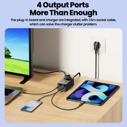 Bộ sạc nhanh 67W Toocki, 2 cổng C + 1 USB + 1 AC 220V, công suất 2500W