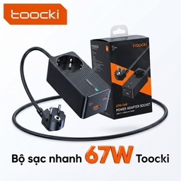 Bộ sạc nhanh 67W Toocki, 2 cổng C + 1 USB + 1 AC 220V, công suất 2500W