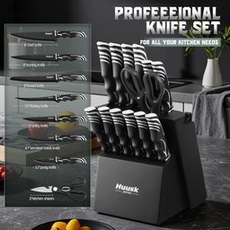 Bộ dao bếp 12 chiếc hãng HUUSK ( hàng Amazon Mỹ ) - ko gồm kéo & đế cắm dao