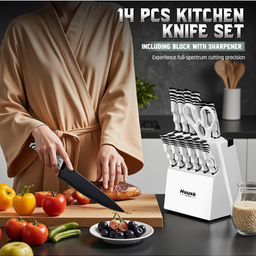 Bộ dao bếp 12 chiếc hãng HUUSK ( hàng Amazon Mỹ ) - ko gồm kéo & đế cắm dao