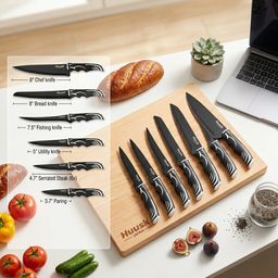 Bộ dao bếp 12 chiếc hãng HUUSK ( hàng Amazon Mỹ ) - ko gồm kéo & đế cắm dao
