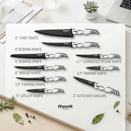 Bộ dao bếp 12 chiếc hãng HUUSK ( hàng Amazon Mỹ ) - ko gồm kéo & đế cắm dao