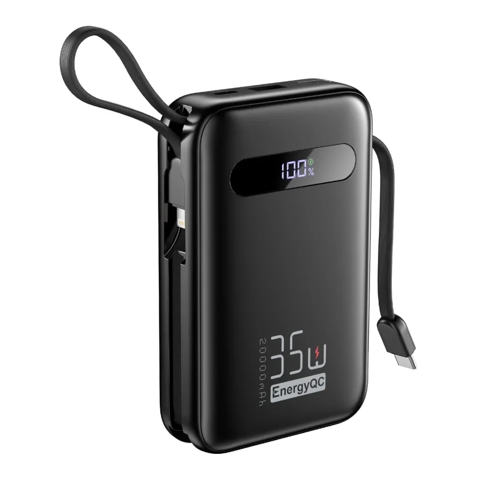 Pin dự phòng 20.000mAh EnergyQC, sạc nhanh 35w cho iPhone 17 , liền 2 dây sạc C & L