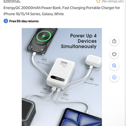 Pin dự phòng 20.000mAh EnergyQC, sạc nhanh 35w cho iPhone 17 , liền 2 dây sạc…