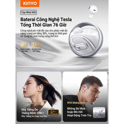 Tai nghe KINYO A20 PLUS, gồm 2 cặp tai nghe, dock xoay, chơi Pickleball, chạy bộ