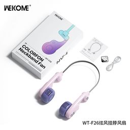 {Order giao 8/5} Quạt đeo cổ WEKOME WT-F26, siêu nhẹ, 5 tốc độ, gió 360 độ
