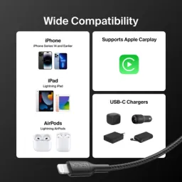 Cáp sạc nhanh iPhone dây dù Belkin C to L, có MFI, độ dài 1M ( ko hộp )