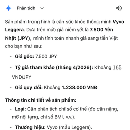 Cân sức khoẻ thông minh Vyvo Leggera ( Hàng Amazon Nhật ) - ko có app