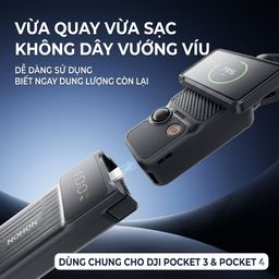 Tay cầm Pin Di Động 10.000mAh NOHON cho DJI Pocket 3 & Pocket 4, sạc nhanh 22.5w