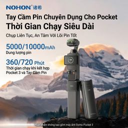 Tay cầm Pin Di Động 10.000mAh NOHON cho DJI Pocket 3 & Pocket 4, sạc nhanh 22.5w
