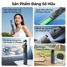Tay cầm Pin Di Động 10.000mAh NOHON cho DJI Pocket 3 & Pocket 4, sạc nhanh 22.5w