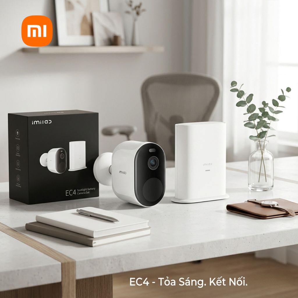 {Order giao 25/5} Bộ Camera Xiaomi IMILAB EC4, độ nét 2.5K (bản Q.Tế), pin 5200mAh, kèm Hub Gate way