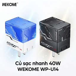 Củ sạc nhanh 40W WEKOME WP-U14, 2 cổng C, công nghệ GaN ( ko hộp )