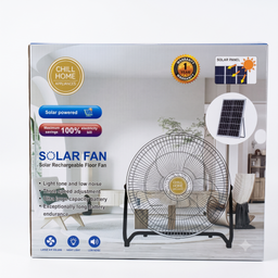 Quạt sàn tích điện CHILL HOME, pin 4800mAh, kèm panel NLMT, lồng & cánh kim loại