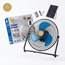 Quạt sàn tích điện CHILL HOME, pin 4800mAh, kèm panel NLMT, lồng & cánh kim loại