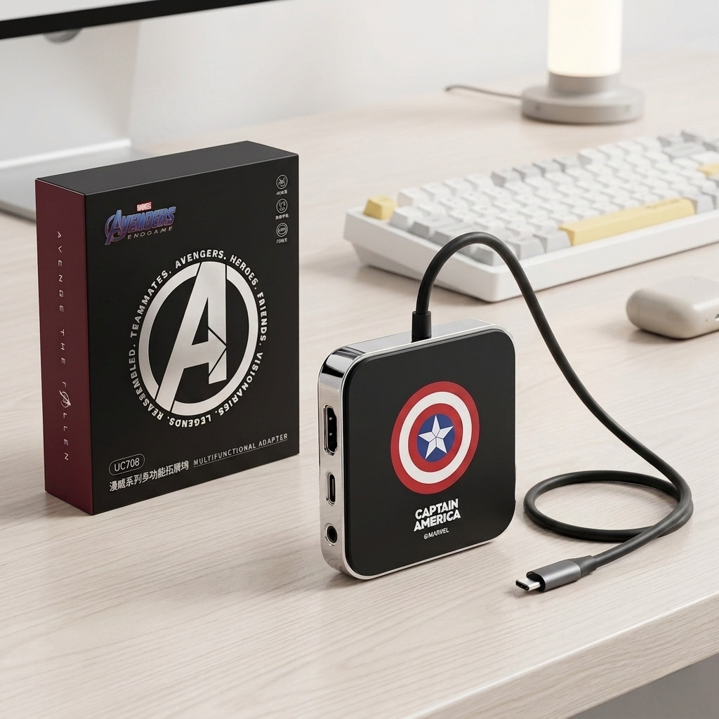 Hub Chuyển Đổi Type-C Đa Năng Marvel Avengers UC708, Type-C ra HDMI, đọc thẻ, USB-A…