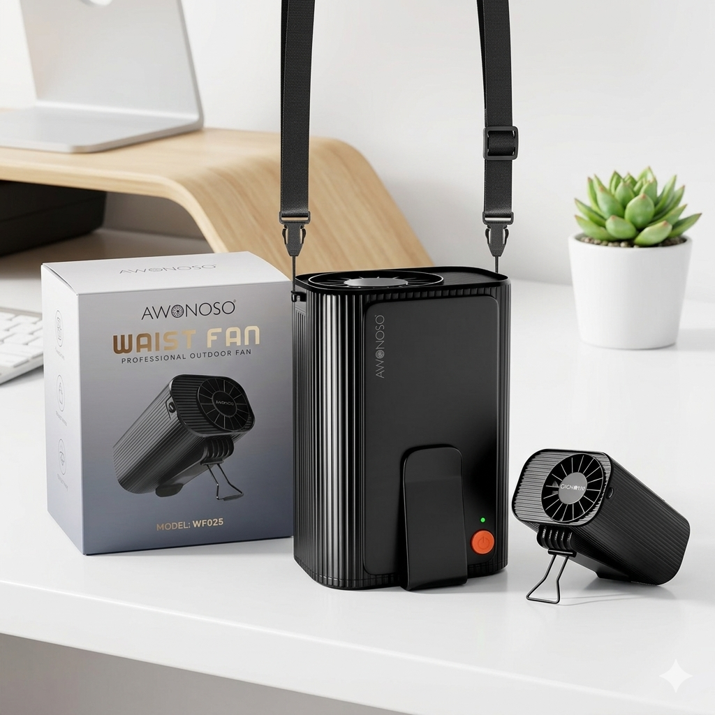 {Order giao 25/5} Quạt kẹp thắt lưng / đeo cổ đa năng AWONOSO, Pin 10000mAh( hàng Amazon Mỹ)