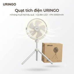 Quạt tích điện URINGO, chống muỗi, có đèn,Pin 10000mAh sạc được điện thoại