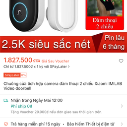 Chuông cửa thông minh tích hợp camera Xiaomi IMILAB, kết nối app, bản quốc tế
