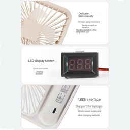 Quạt mini 5 cánh để bàn, có chân dựng, ko tích điện, cắm Pin dự phòng sử dụng.