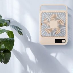 Quạt mini 5 cánh để bàn, có chân dựng, ko tích điện, cắm Pin dự phòng sử dụng.