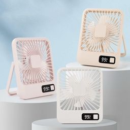 Quạt mini 5 cánh để bàn, có chân dựng, ko tích điện, cắm Pin dự phòng sử dụng.