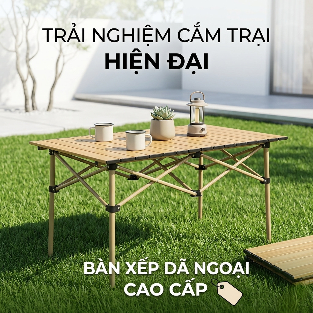 {Order giao 30/5} Bàn xép dã ngoại gập gọn, chất liệu hợp kim, để cắm trại camping…
