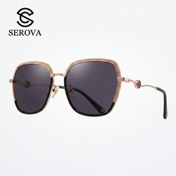 Kính râm cao cấp dành cho Nữ, chính hãng SEROVA SS9065 - C07, gọng mạ vàng,