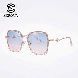 Kính râm cao cấp dành cho Nữ, chính hãng SEROVA SS9065 - C07, gọng mạ vàng,