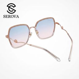Kính râm cao cấp dành cho Nữ, chính hãng SEROVA SS9065 - C07, gọng mạ vàng,