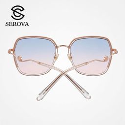 Kính râm cao cấp dành cho Nữ, chính hãng SEROVA SS9065 - C07, gọng mạ vàng,