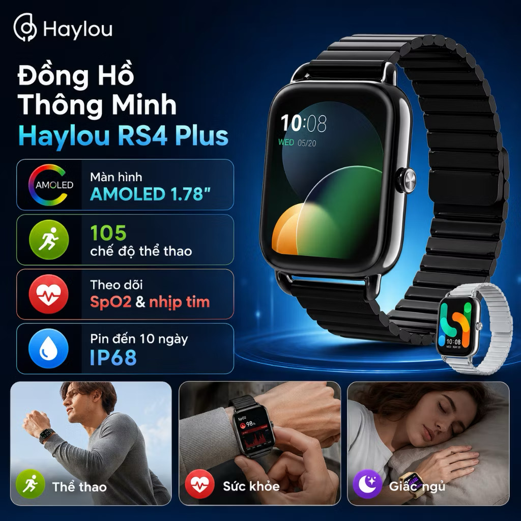 Đồng Hồ Thông Minh HAYLOU RS4 Plus - Phiên Bản 2 Dây (DUAL-STRAP)