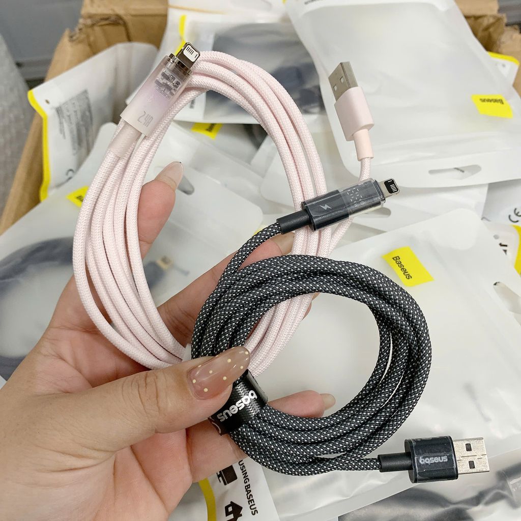 Cáp sạc dây dù USB to iP bảng mạch hãng Baseus