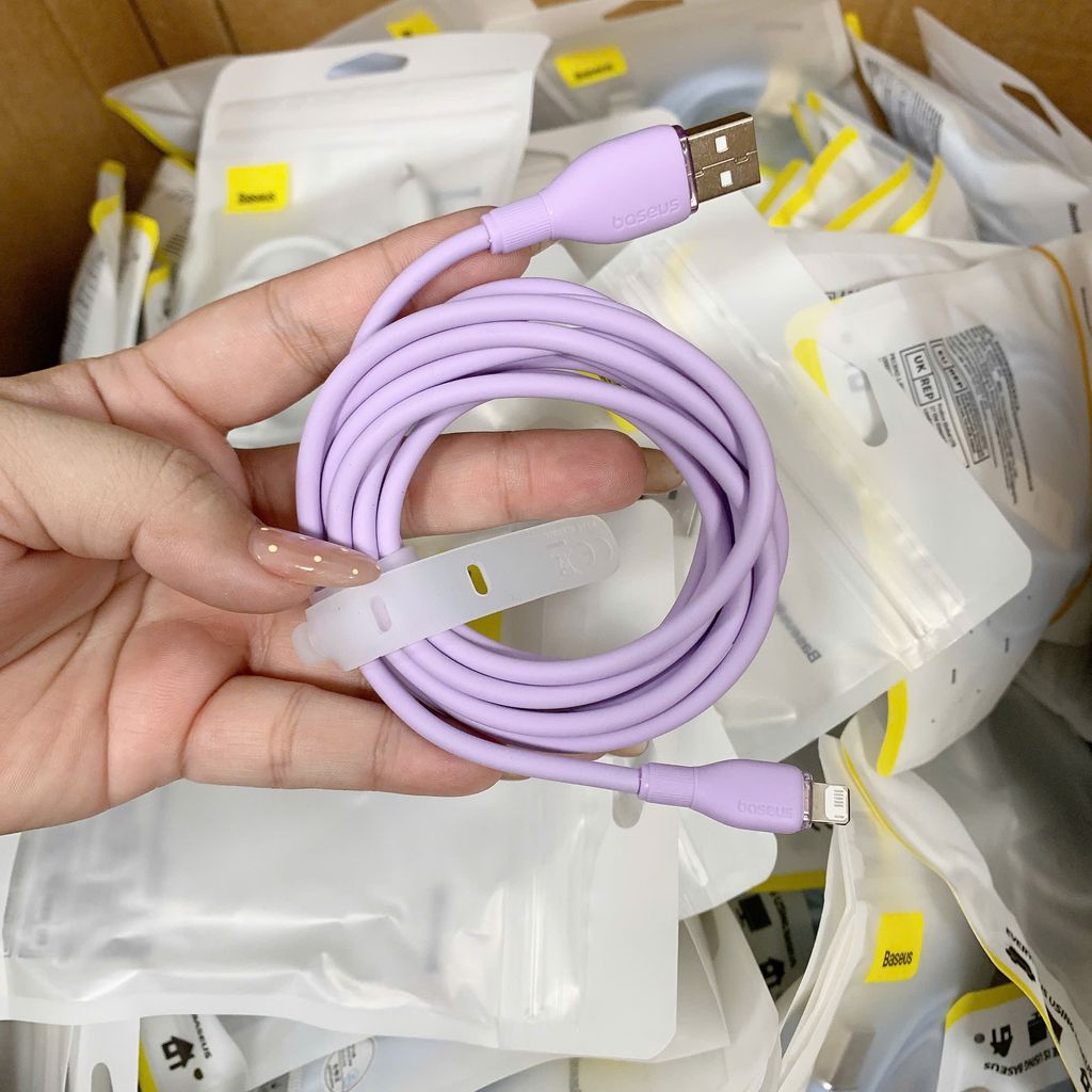 Cáp USB to iP Baseus dây cao su ( lẫn mẫu ) đóng túi chính hãng