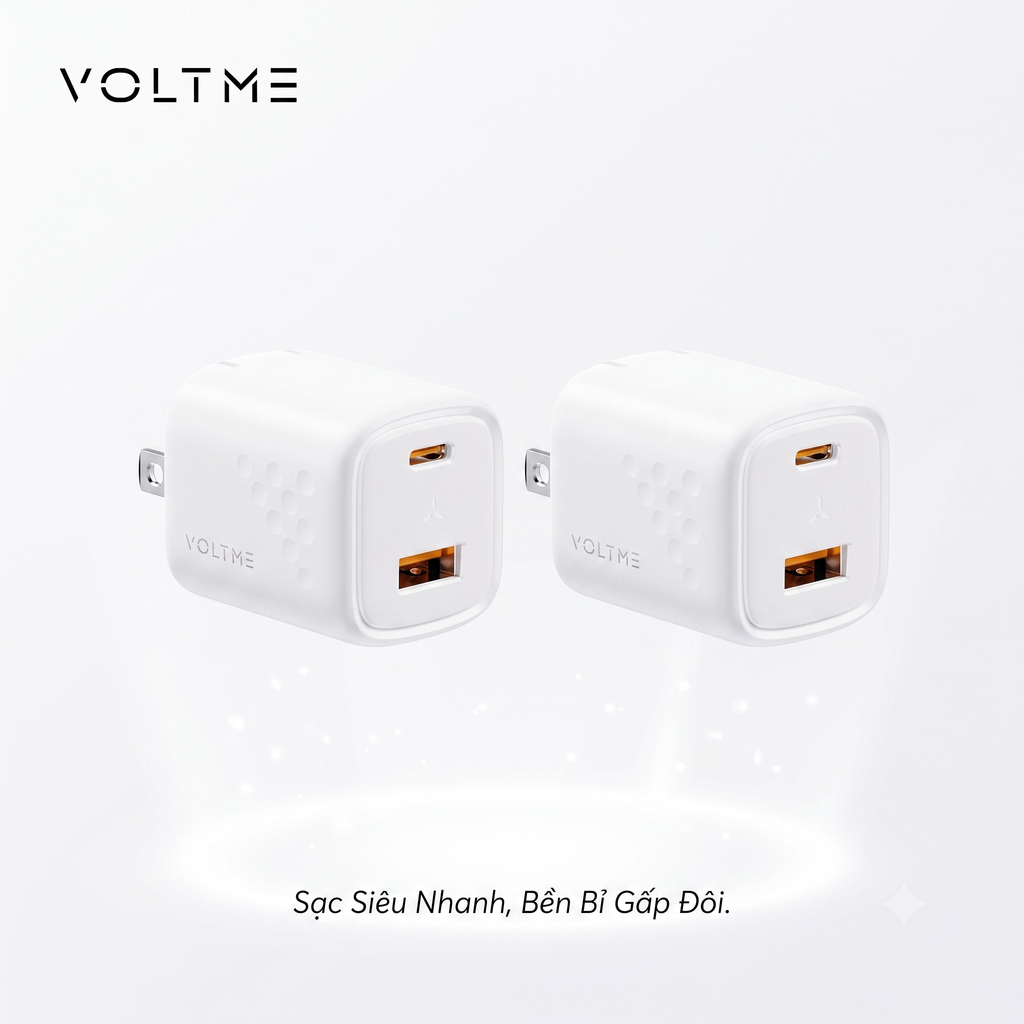 Combo 2 củ sạc nhanh 2 cổng (A+C) VOLTME REVO DUO 30W GaN CHARGER (V1045) 