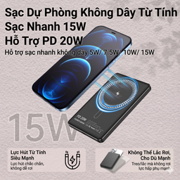 Pin dự phòng siêu mỏng 5000mAh sạc không dây Magsage vỏ kim loại (ko hộp)